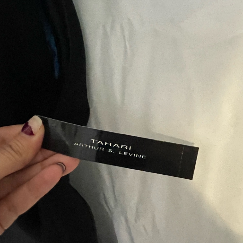 Tahari Arthur S. Levine/ Blue and black dress with braided scoop neck collar‍‍‍‍ - Picture 10 of 11
